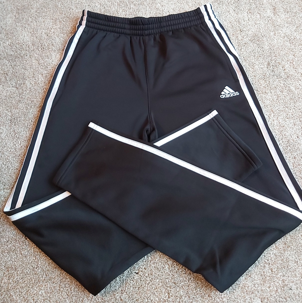 Adidas Boy's Black White Stripes Sweatpants